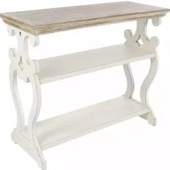 White Wooden 2-Shelf Console Table