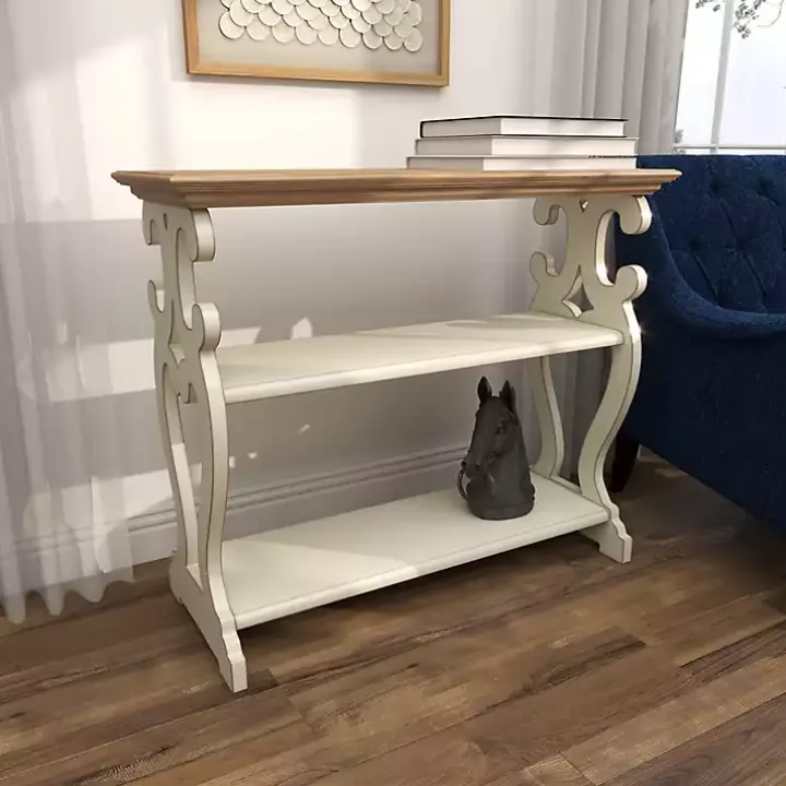 White Wooden 2-Shelf Console Table