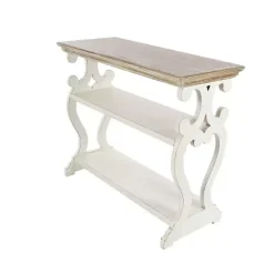 White Wooden 2-Shelf Console Table