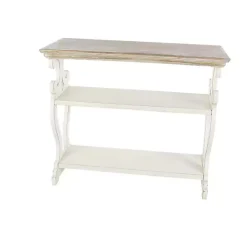 White Wooden 2-Shelf Console Table