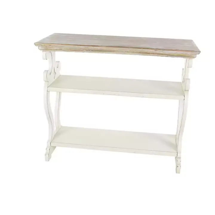White Wooden 2-Shelf Console Table