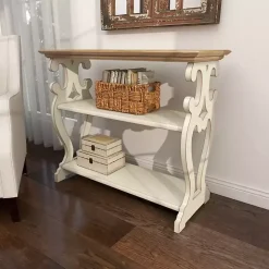 White Wooden 2-Shelf Console Table