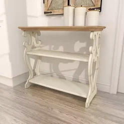 White Wooden 2-Shelf Console Table