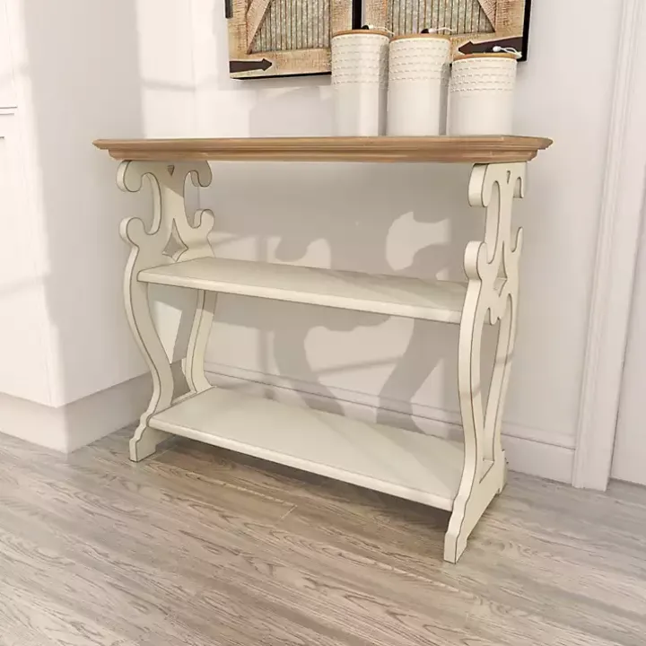 White Wooden 2-Shelf Console Table