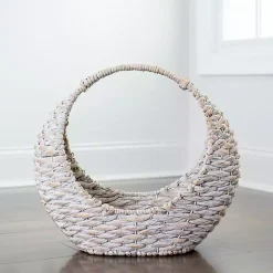 White Woven Half Moon Basket