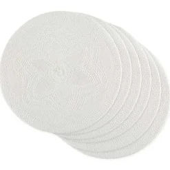 White Woven Round Placemats, Set of 6