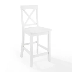 White X-Back Farmhouse Counter Stools, Set of 2