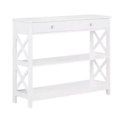 White X-Frame 2-Shelf Console Table