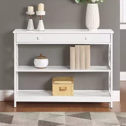 White X-Frame 2-Shelf Console Table