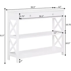 White X-Frame 2-Shelf Console Table