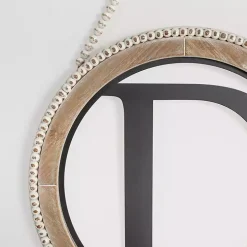 Whitewash Bead Trim Monogram D Plaque