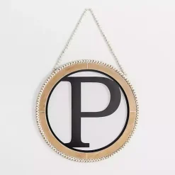 Whitewash Bead Trim Monogram P Plaque