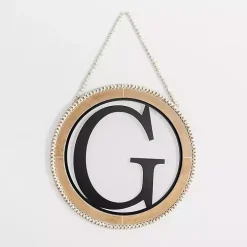 Whitewash Bead Trim Monogram G Plaque