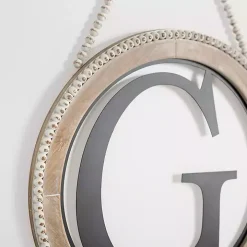 Whitewash Bead Trim Monogram G Plaque