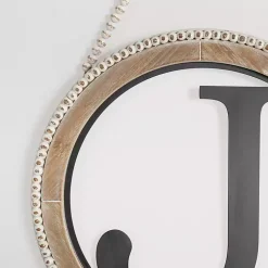 Whitewash Bead Trim Monogram J Plaque