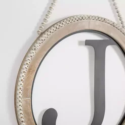 Whitewash Bead Trim Monogram J Plaque
