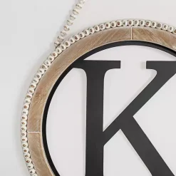 Whitewash Bead Trim Monogram K Plaque