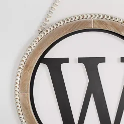 Whitewash Bead Trim Monogram W Plaque