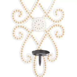 Whitewash Beaded Scroll Sconce