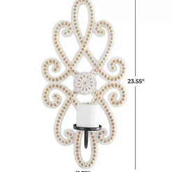 Whitewash Beaded Scroll Sconce