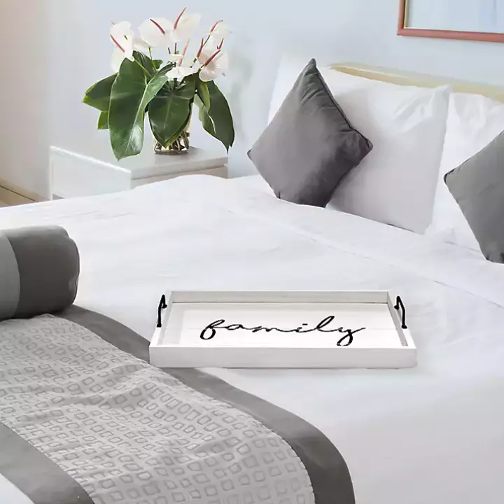 Whitewash Family Wooden Tray