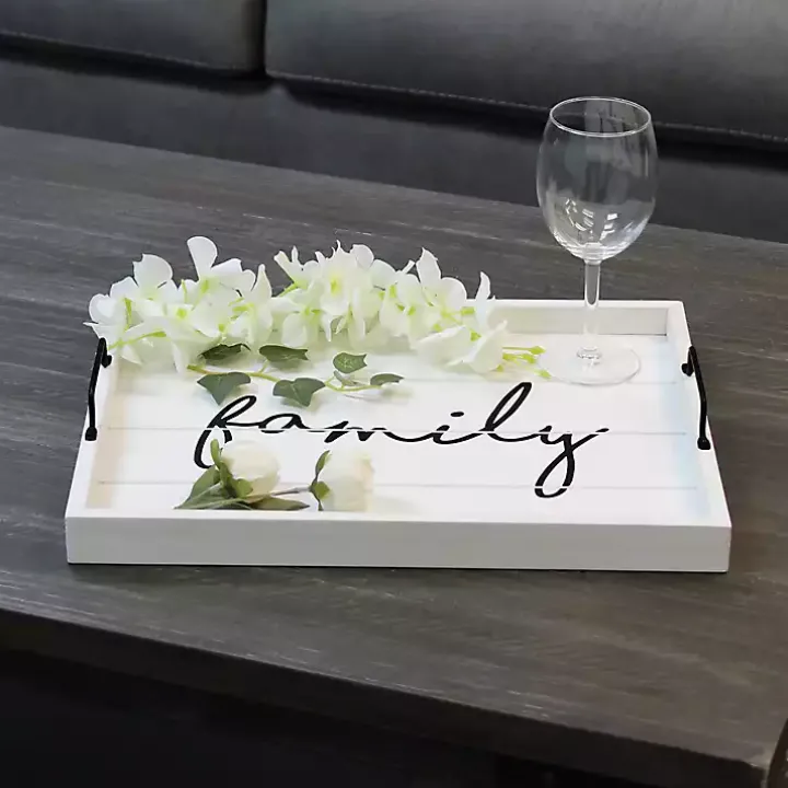 Whitewash Family Wooden Tray