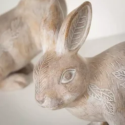 Whitewash Floral Boho Bunny Figurines, Set of 2