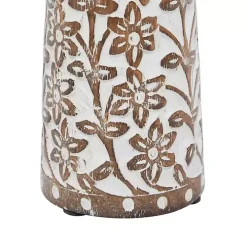 Whitewash Floral Mango Candlesticks, Set of 3