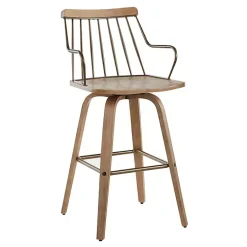 Whitewash Poplar Wood Swivel Counter Stool