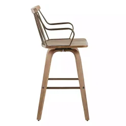 Whitewash Poplar Wood Swivel Counter Stool