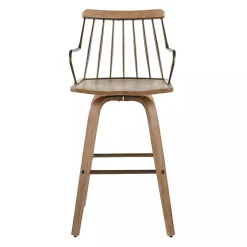 Whitewash Poplar Wood Swivel Counter Stool