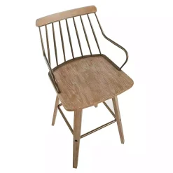 Whitewash Poplar Wood Swivel Counter Stool