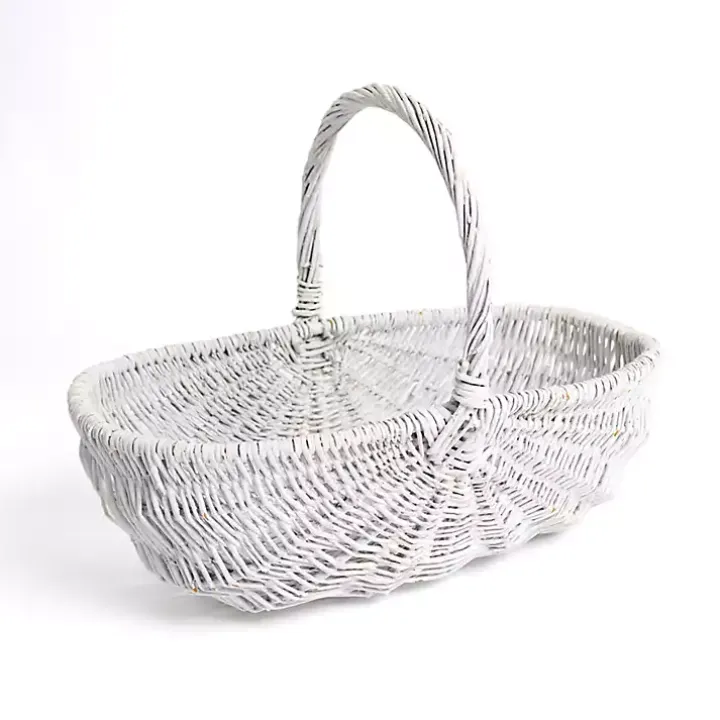 Whitewash Willow Flower Basket
