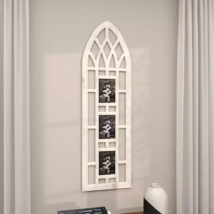 Whitewash Window Arch 3-Opening Collage Frame