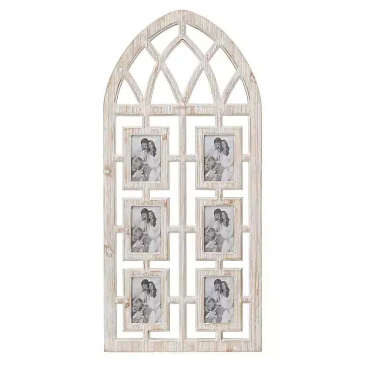 Whitewash Window Arch 6-Opening Collage Frame
