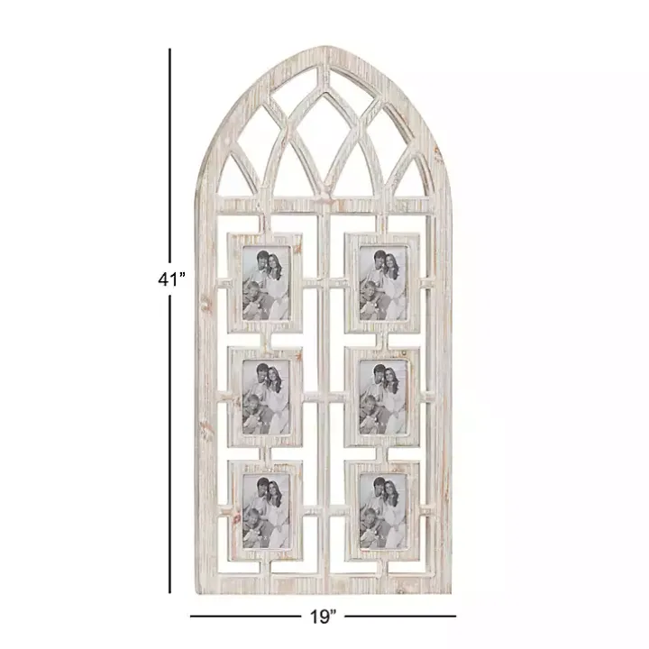 Whitewash Window Arch 6-Opening Collage Frame