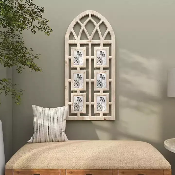 Whitewash Window Arch 6-Opening Collage Frame