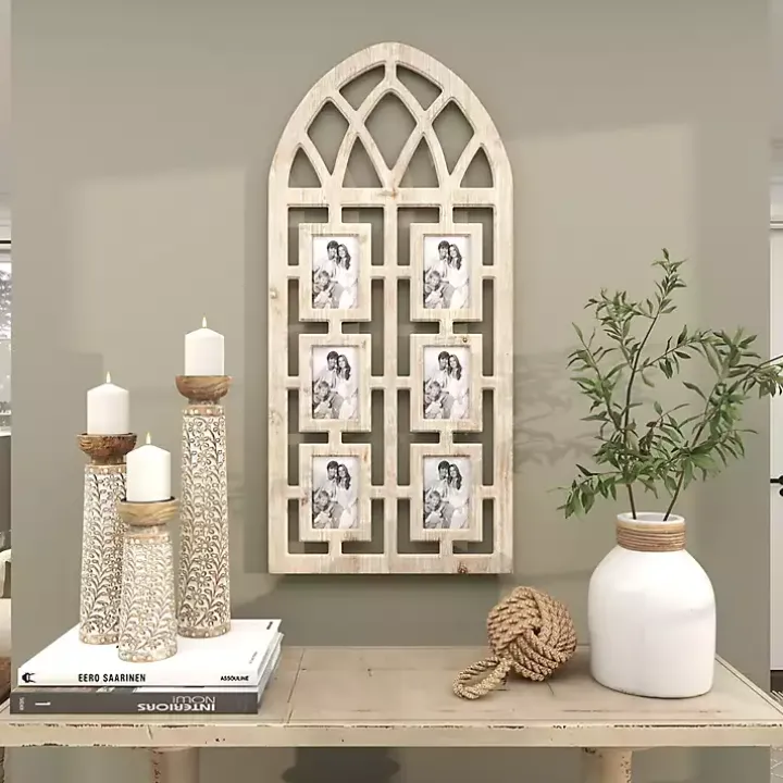 Whitewash Window Arch 6-Opening Collage Frame