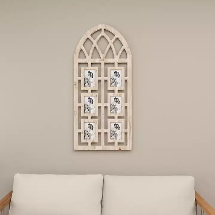 Whitewash Window Arch 6-Opening Collage Frame