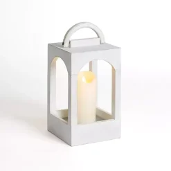 Whitewashed Arched Wood Lantern, 12 in.