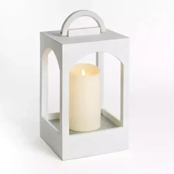 Whitewashed Arched Wood Lantern, 18 in.