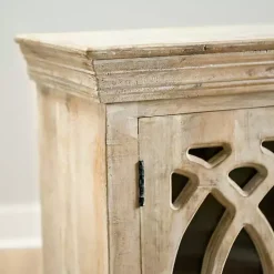Whitewashed Arched Wooden Cabinet
