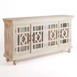 Whitewashed Carri Glass Door Cabinet