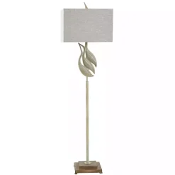 Whitewashed Carved Egrets Floor Lamp