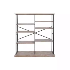 Whitewashed Etagere Industrial Bookcase