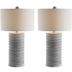 Whitewashed Gray Ridges Table Lamps, Set of 2