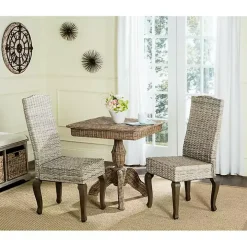 Whitewashed Kubu Rattan Dining Chairs, Set of 2
