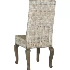 Whitewashed Kubu Rattan Dining Chairs, Set of 2