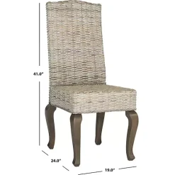 Whitewashed Kubu Rattan Dining Chairs, Set of 2