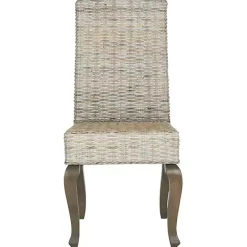 Whitewashed Kubu Rattan Dining Chairs, Set of 2